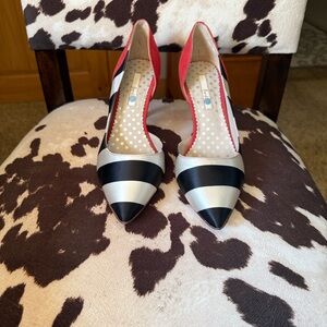 Boden Red, Black, and White Heels